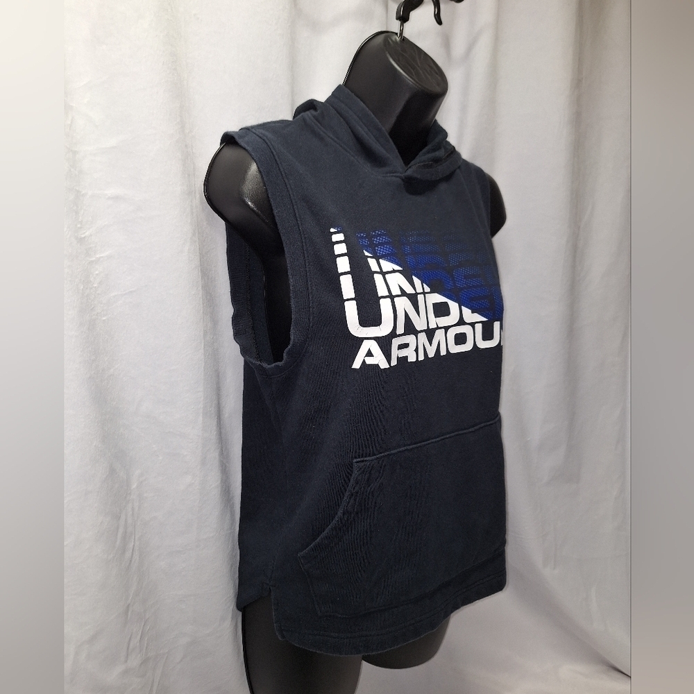 Under armour sleeveless hoodie with full kangaroo pocket size youth large. - Picture 2 of 5